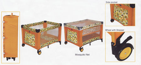 My Dear playpen with mosquito net, double layer and side pocket in detail
